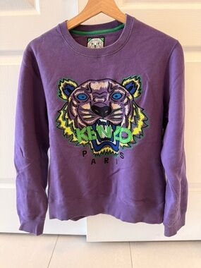Kenzo Purple Sweatshirt with Green and Blue Tiger Patch